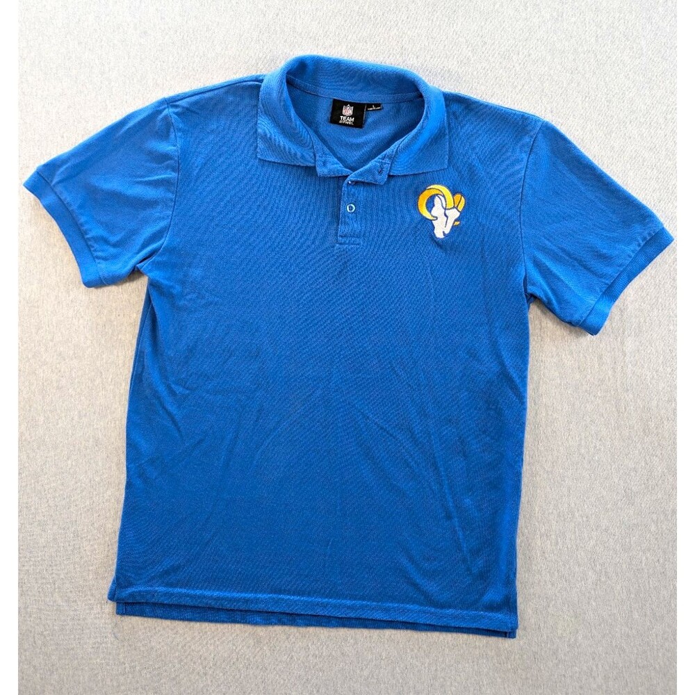 NFL Team Apparel Los Angeles Rams NFL Football Polo Shirt L Blue Yellow White